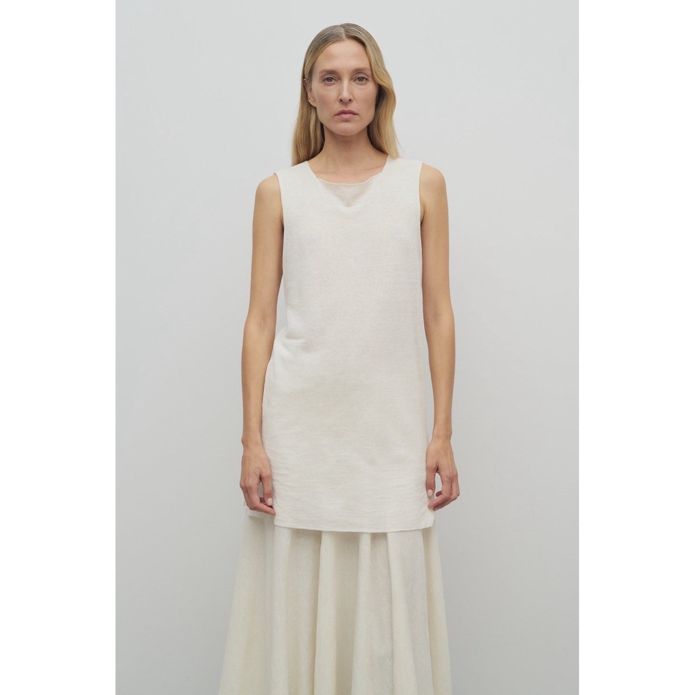 The Row Shirt Jaylen Top White Basic Crewneck Cotton Linen Minimalist Luxury XS